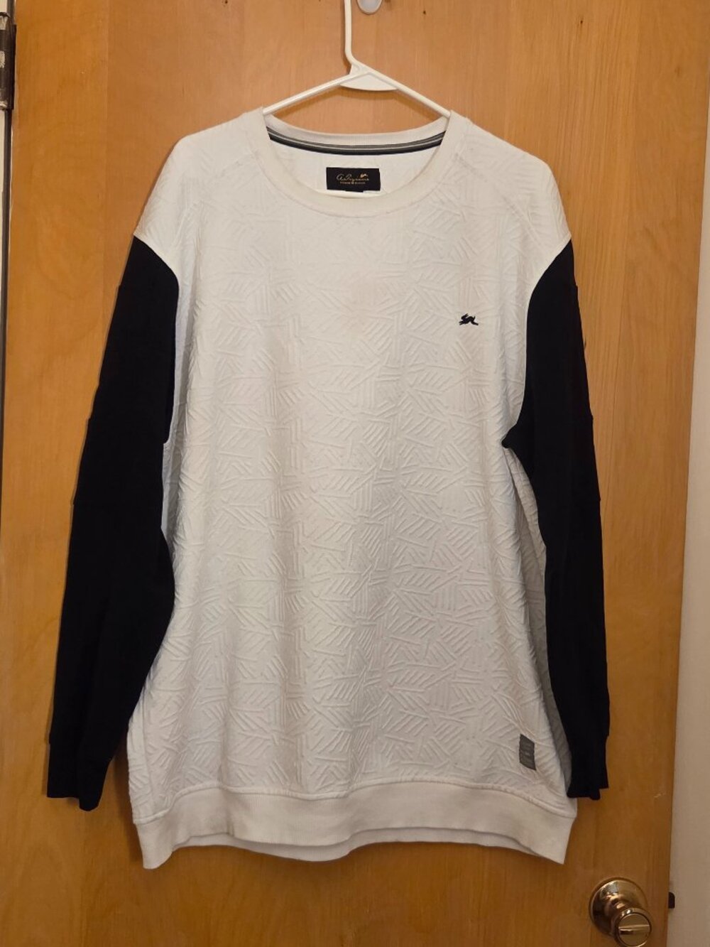 A Tiziano Premium Pullover Textured Shirt Mens XXL 2XL White Black Colorblock